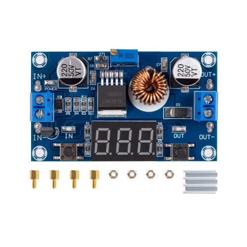 XL4015 Adjustable DC-DC Step Down Buck Voltage Converter Module, Input DC4-38V, Output DC1.25-35V, 5A, 3-Digits 7 Segment LED Display