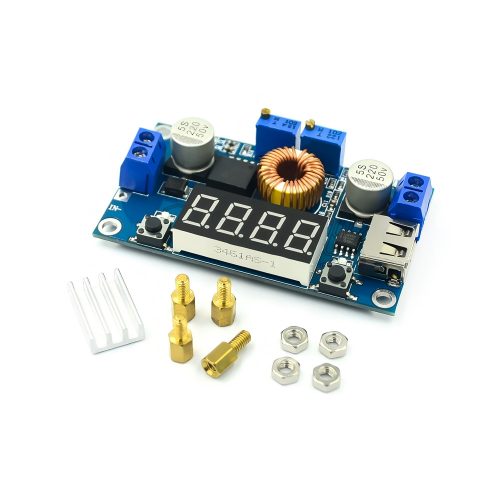 XL4015 Adjustable DC-DC Step Down Buck Voltage Converter Module, Input DC5-36V, Output DC1.25-32V, 5A, 4-Digits 7 Segment LED Display, USB interface