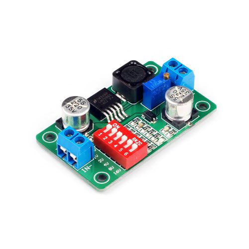 LM2596 DC5-36V to DC1.5-33V Adjustable DC-DC Step Down Buck Voltage Converter Module, 3A, 6-bit DIP Switch