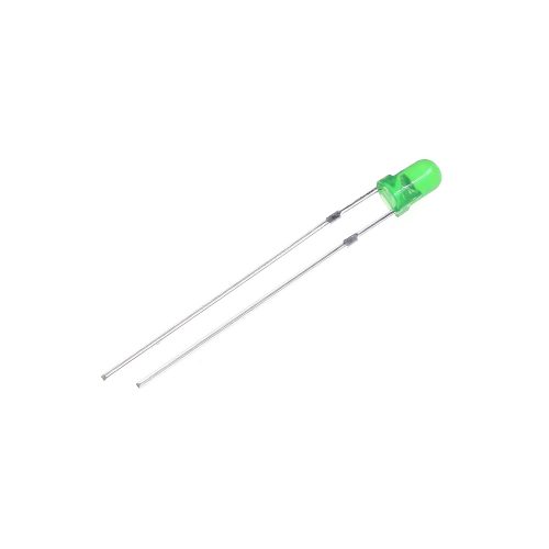 5pcs 2V/20mA Green LED 3mm Through Hole, Round Head, 28mm Leg