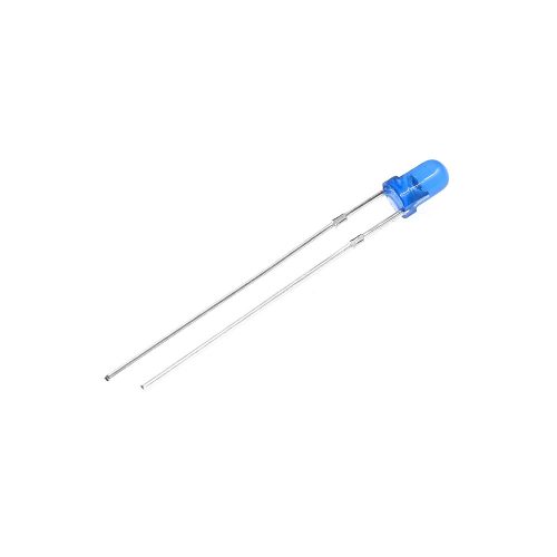 5pcs 3V/20mA Blue LED 3mm Through Hole, Round Head, 28mm Leg