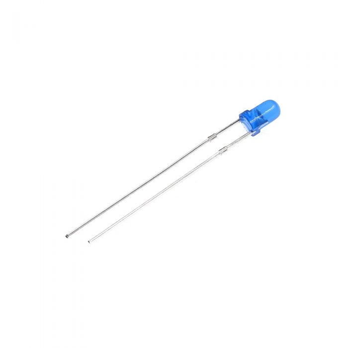 5pcs 3V/20mA Blue LED 3mm Through Hole, Round Head, 28mm Leg