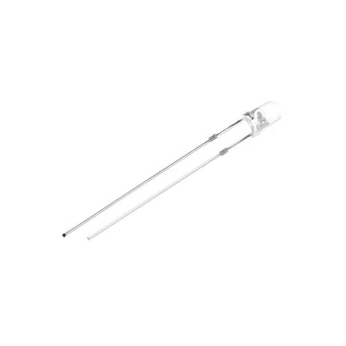 5pcs 3V/20mA White LED 3mm Through Hole, Round Head, 28mm Leg