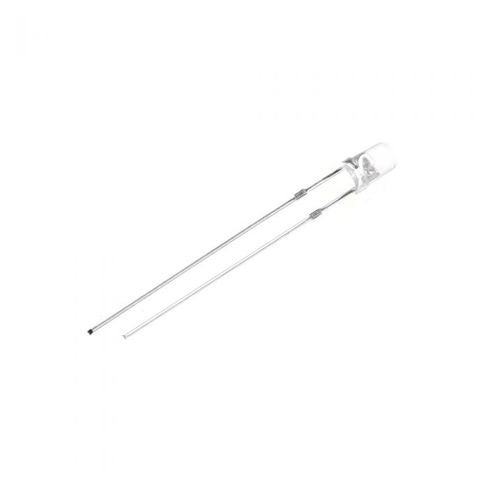 5pcs 3V/20mA White LED 3mm Through Hole, Round Head, 28mm Leg