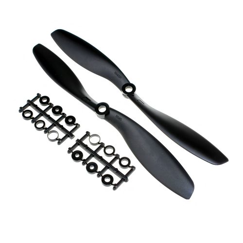 12-inch 1245 Dual-Blade Propeller, Polycarbonate, Black 1-Pairs Set(1CW+1CCW)