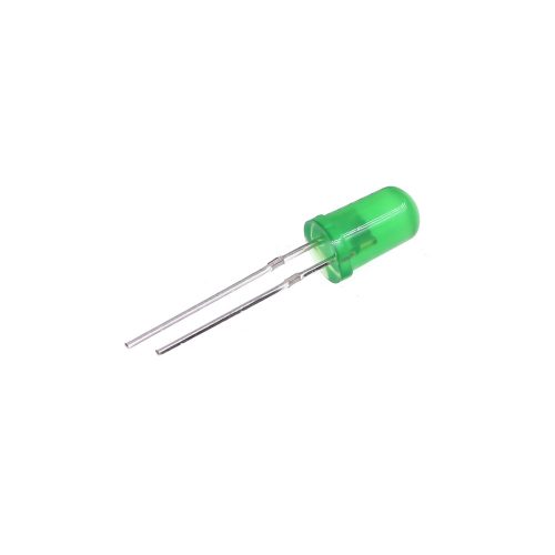 5pcs 3V/20mA Green LED 5mm Through Hole, Round Head, 18mm Leg