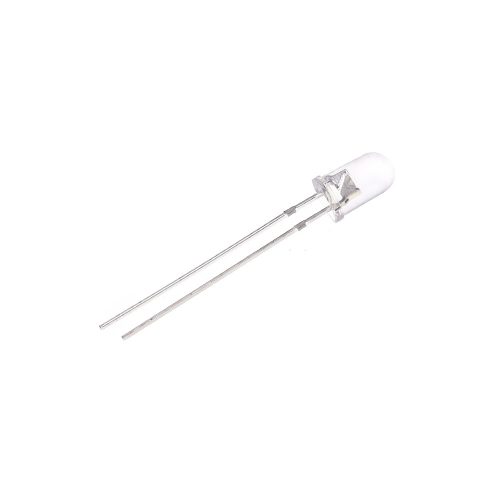 5pcs 3V/20mA White LED 5mm Through Hole, Round Head, 28mm Leg