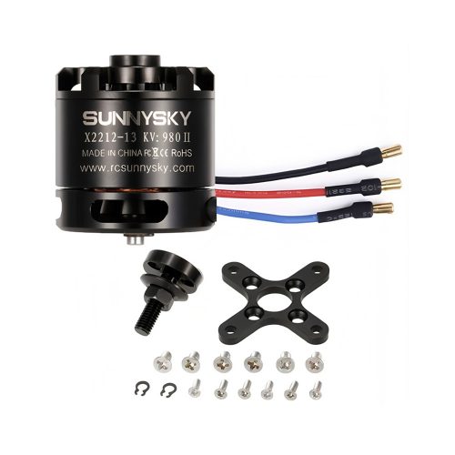 SunnySky X2212 980KV Ⅱ Brushless Motor, 2-4S Working Voltage, Max Power 300W, Max Current 15A, Max Thrust 650g, Lead Cable 100mm