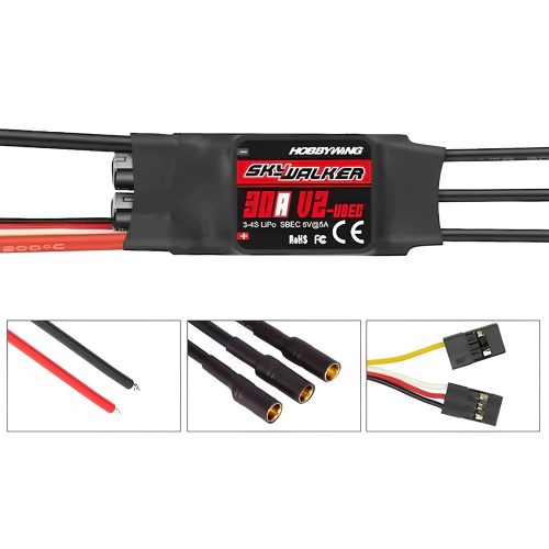 HOBBYWING SKYWALKER 30A V2 ESC Speed Controller, Soldered with 3.5mm Banana Plug