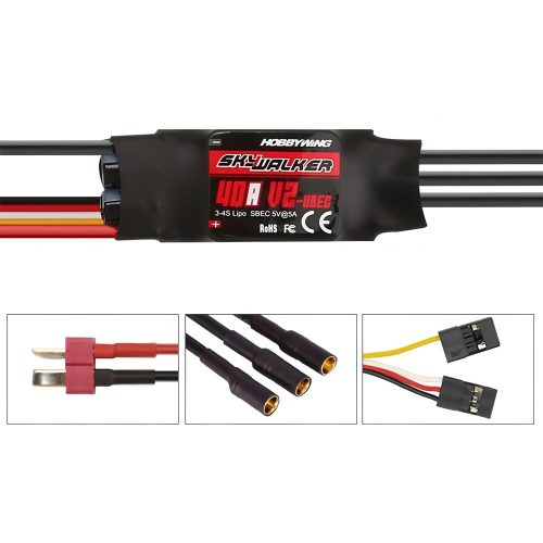 HOBBYWING SKYWALKER 40A V2 ESC Speed Controller, Soldered with T-Style & 3.5mm Banana Plug