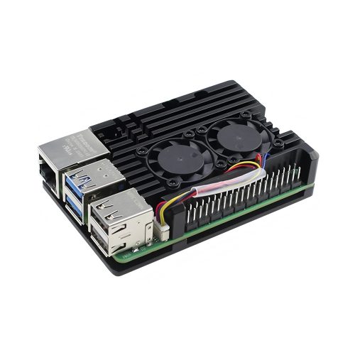 Metal Aluminum Case with Four-wires Speed Controllable Dual Fans for Raspberry Pi 5