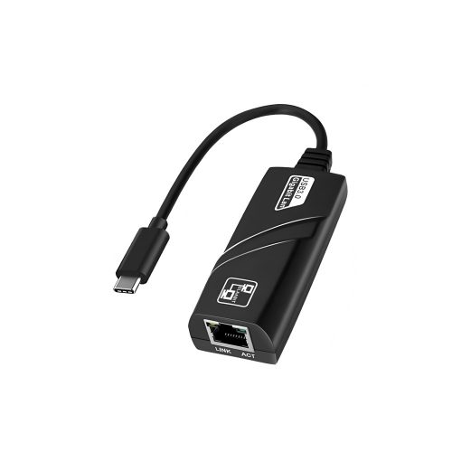 Type C to RJ45 Gigabit Ethernet Adapter, Black