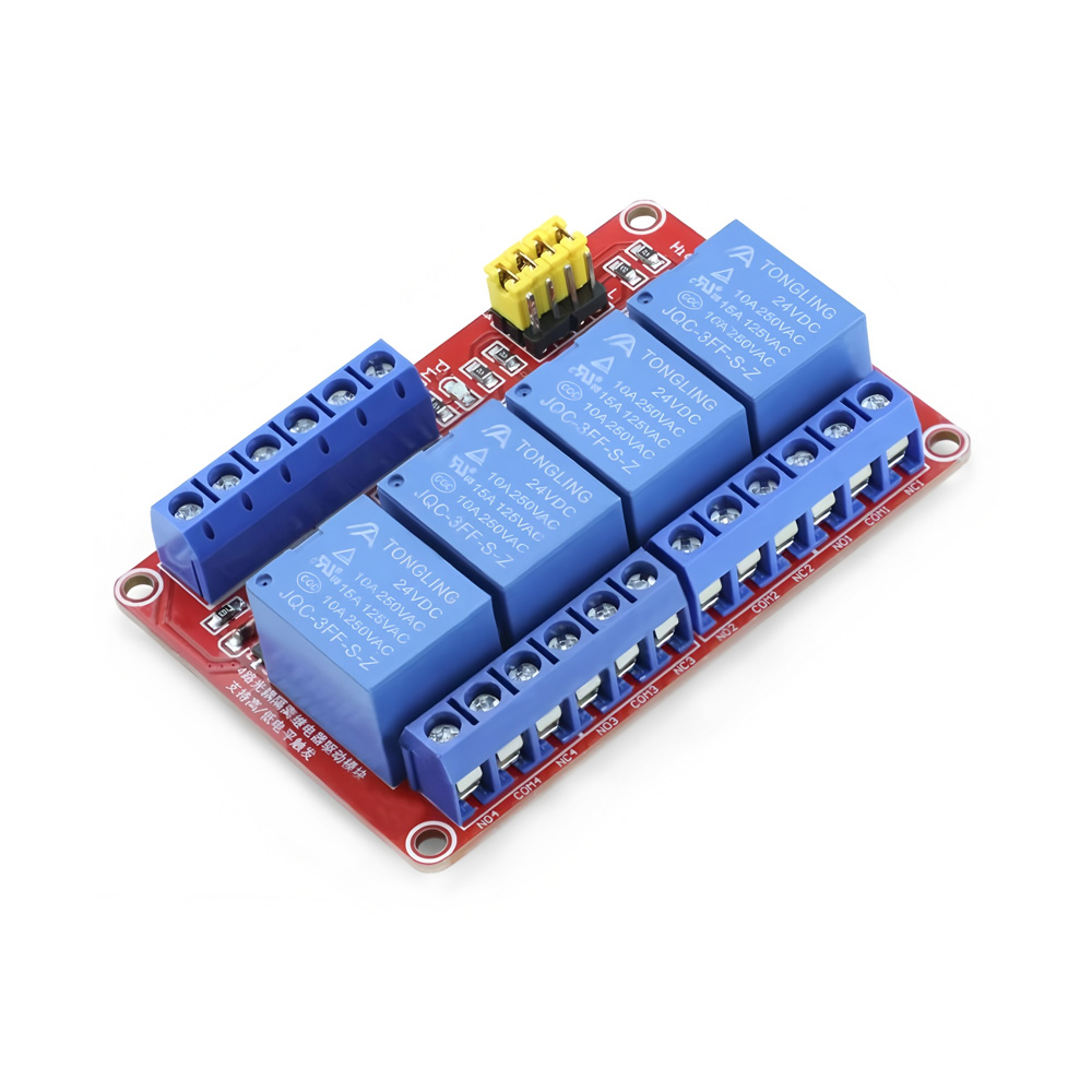 24V 10A 4 Channel Relay Module with Optocoupler Support High-Level or Low-Level Trigger