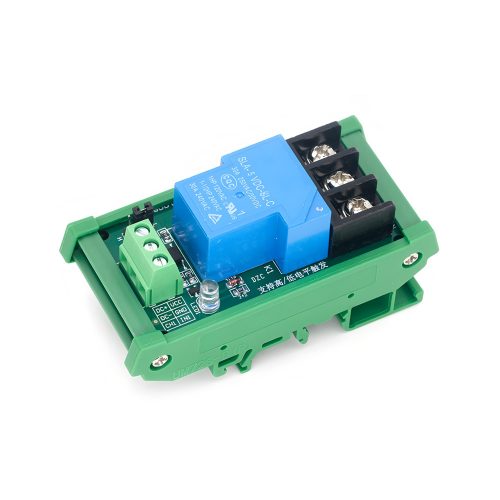 5V 30A 1 Channel Relay Module with Optocoupler & Rail Housing, Support High-Level or Low-Level Trigger