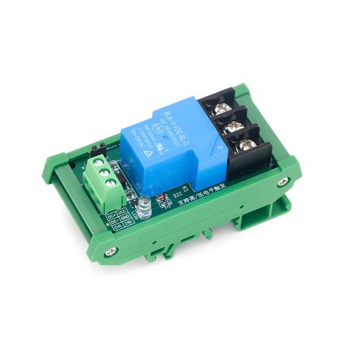 12V 30A 1 Channel Relay Module with Optocoupler & Rail Housing, Support High-Level or Low-Level Trigger