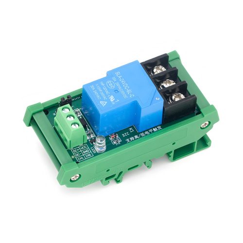 24V 30A 1 Channel Relay Module with Optocoupler & Rail Housing, Support High-Level or Low-Level Trigger