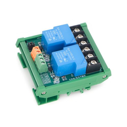 5V 30A 2 Channel Relay Module with Optocoupler & Rail Housing, Support High-Level or Low-Level Trigger