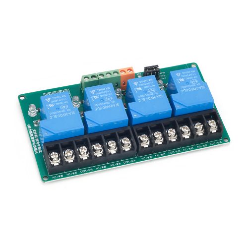 24V 30A 4 Channel Relay Module with Optocoupler, Support High-Level or Low-Level Trigger