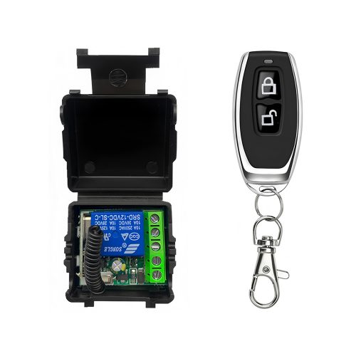 12V 433Mhz 1 Channel Relay Wireless Remote Control Switch + Lock/Unlock Two Keys Remote Control for Garage Door Lighting Curtains