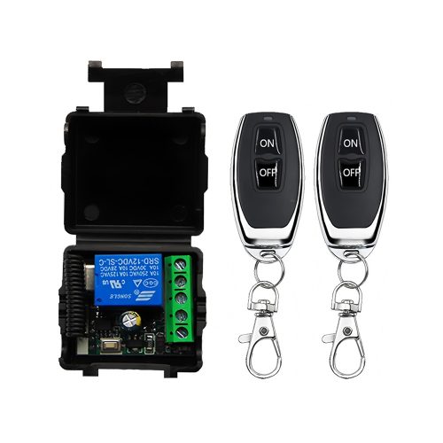 12V 433Mhz 1 Channel Relay Wireless Remote Control Switch + 2pcs On/Off Two Keys Remote Control for Garage Door Lighting Curtains