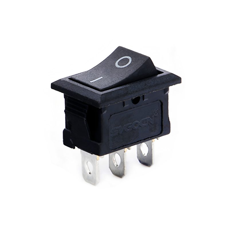 KCD1 On-Off Rocker Switch, Snap-in, 3 Pin, 250V/6A, 21x15mm, Black ...