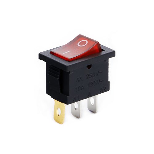 KCD1 On-Off Red Illuminated Rocker Switch, Snap-in, 3 Pin, 250V/6A, 21x15mm