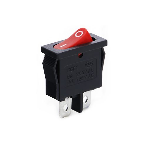 KCD1 On-Off Rocker Switch, Snap-in, 2 Pin, 250V/6A, 21x10mm, Red