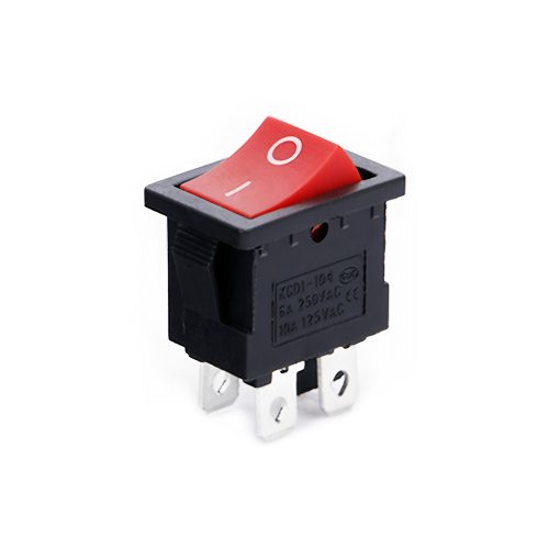 KCD1 On-Off Rocker Switch, Snap-in, 4 Pin, 250V/6A, 21x15mm, Red