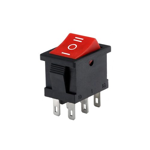 KCD1 Rocker Switch, Snap-in, 3-position 6-Pin, 250V/6A, 21x15mm, Red