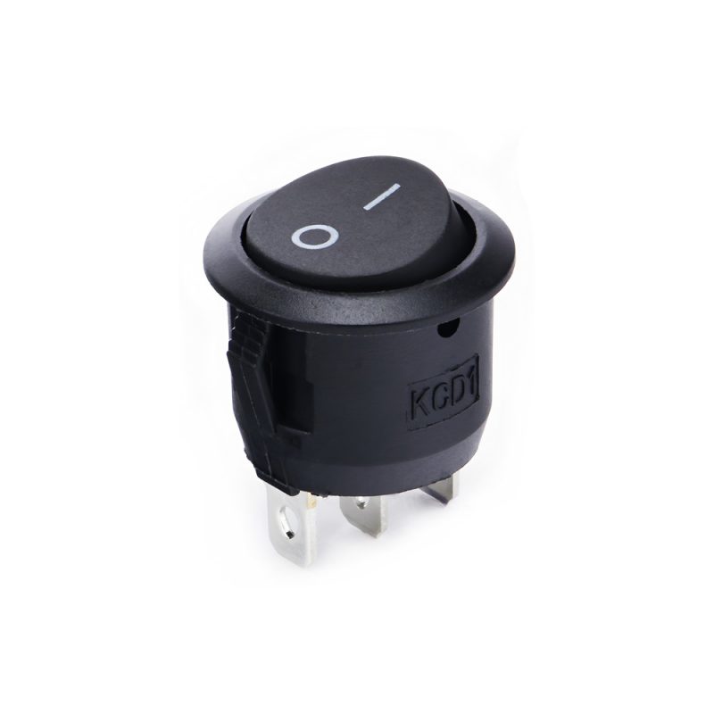 KCD1 On-Off Round Rocker Switch, Snap-in, 3 Pin, 250V/6A, Cutout ...