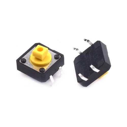10pcs Tactile Push Button Switch, Through-hole, Yellow, 12x12x7.3MM