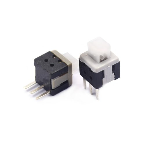 10pcs Tactile Push Button Switch, Self-locking, Flat-top, Through-hole, 3-Pin, 5.8mmx5.8mm