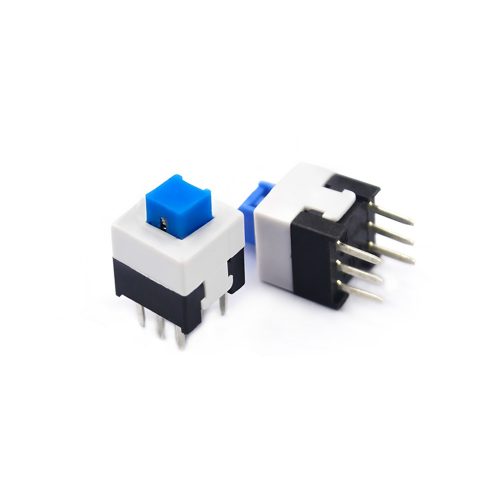 10pcs Tactile Push Button Switch, Self-locking, Flat-top, Through-hole, 6-Pin, 7mmx7mm
