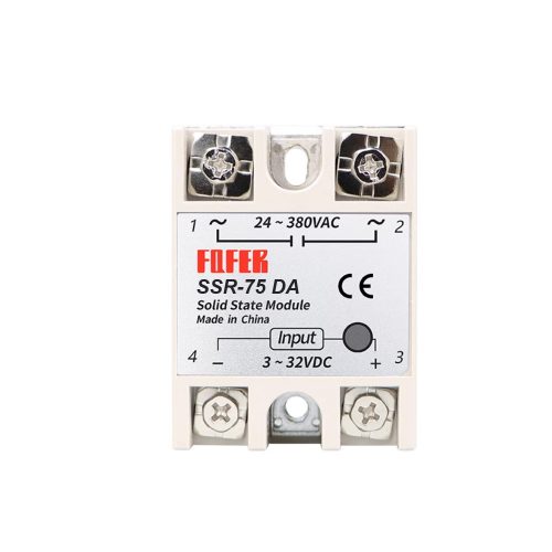 FQFER SSR-75DA 3-32VDC/24-380VAC Single-Phase Solid State Relay Module