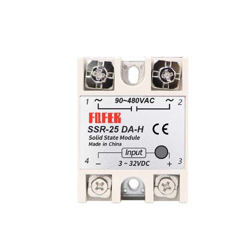 FQFER SSR-25DA-H 3-32VDC/90-480VAC Single-Phase Solid State Relay ...