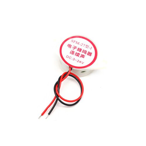 SFM-27 Active Piezo Buzzer with 112mm Lead Cable, Continuous Sound, White, 30MM*15MM, 3-24V