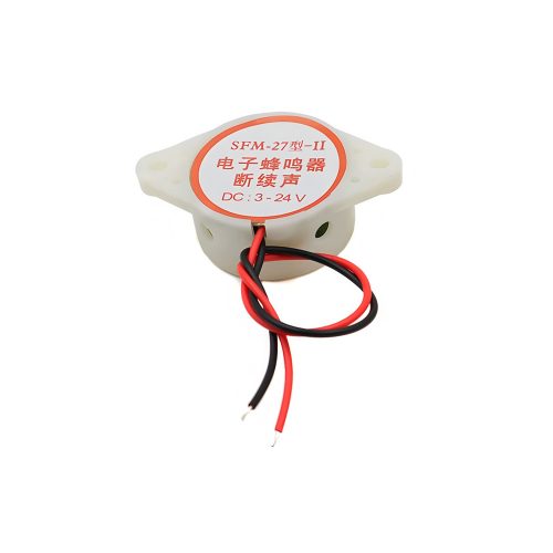 SFM-27 Active Piezo Buzzer with 112mm Lead Cable, Intermittent Sound, White, 30MM*15MM, 3-24V