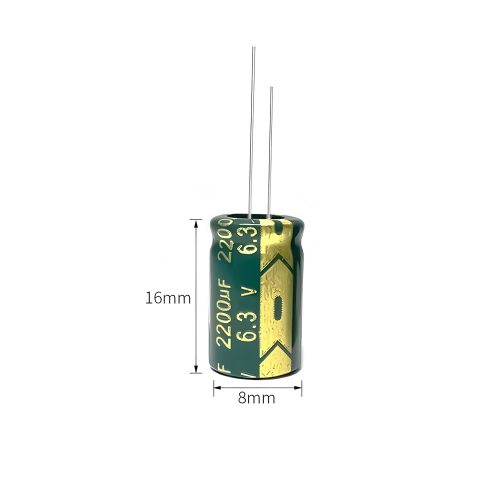 High-frequency Aluminum Electrolytic Capacitor, 6.3V 2200μF, 8mm*16mm