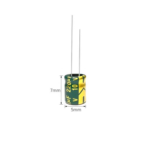 High-frequency Aluminum Electrolytic Capacitor, 10V 220μF, 5mm*7mm