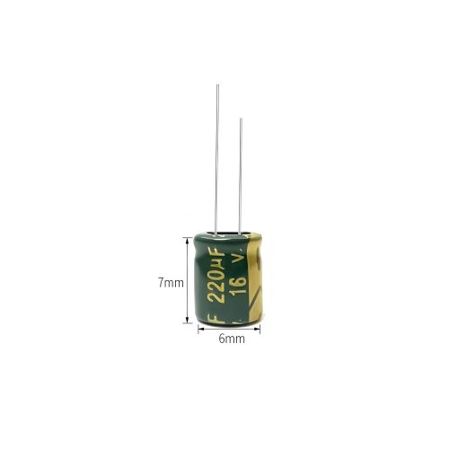 High-frequency Aluminum Electrolytic Capacitor, 16V 220μF, 6mm*7mm