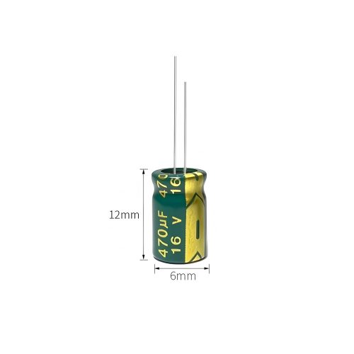 High-frequency Aluminum Electrolytic Capacitor, 16V 470μF, 6mm*12mm