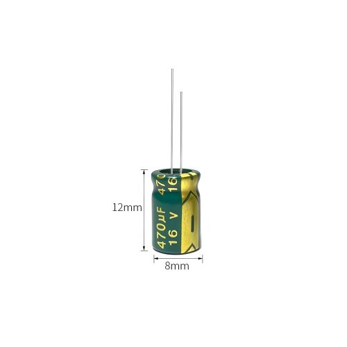 High-frequency Aluminum Electrolytic Capacitor, 16V 470μF, 8mm*12mm