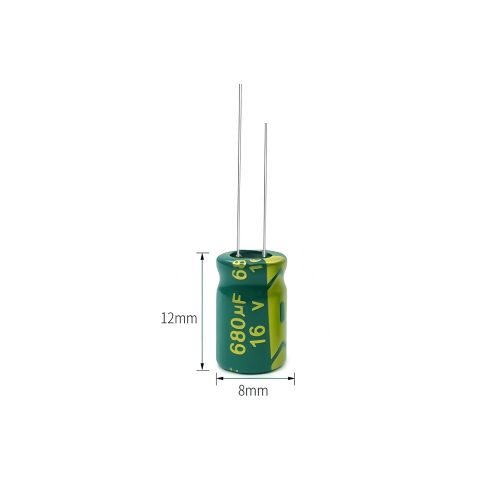 High-frequency Aluminum Electrolytic Capacitor, 16V 680μF, 8mm*12mm
