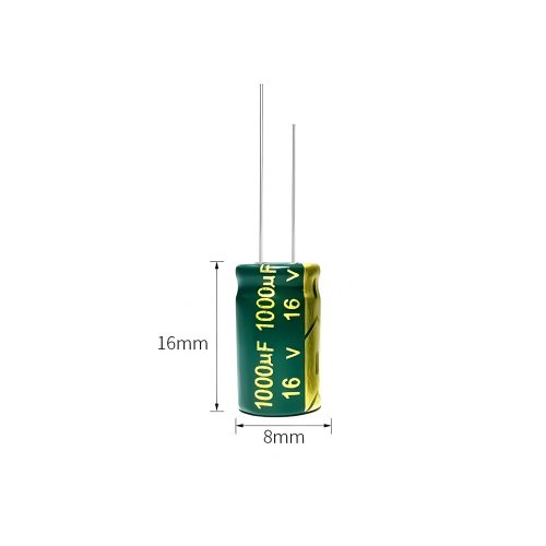 High-frequency Aluminum Electrolytic Capacitor, 16V 1000μF, 8mm*16mm