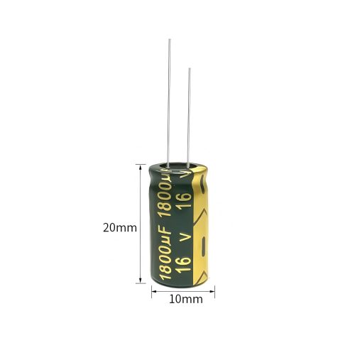 High-frequency Aluminum Electrolytic Capacitor, 16V 1800μF, 10mm*20mm