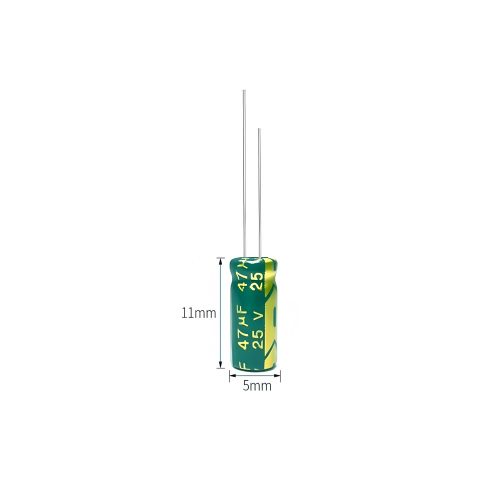 High-frequency Aluminum Electrolytic Capacitor, 25V 47μF, 5mm*11mm