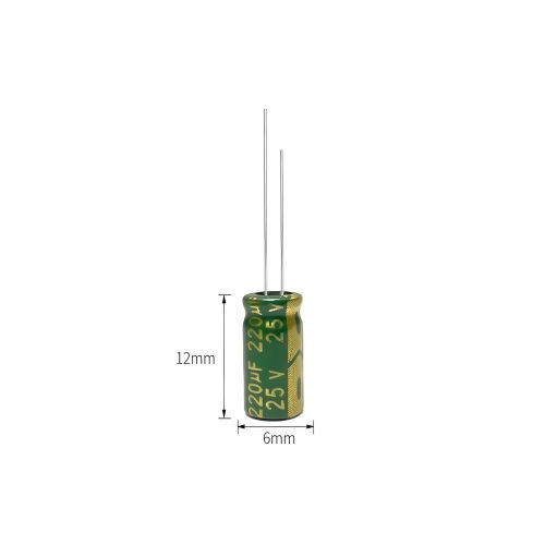High-frequency Aluminum Electrolytic Capacitor, 25V 220μF, 6mm*12mm