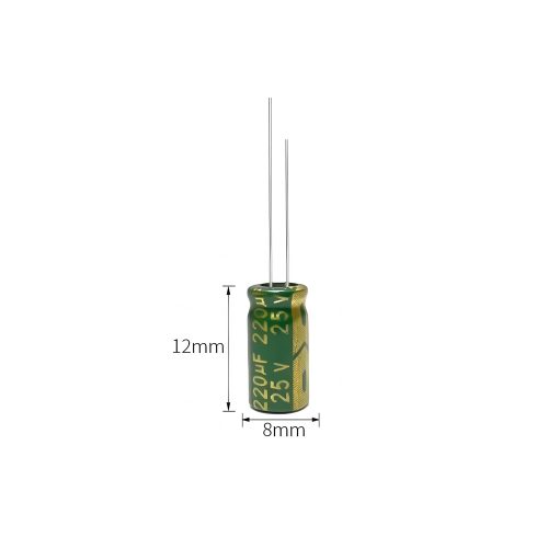 High-frequency Aluminum Electrolytic Capacitor, 25V 220μF, 8mm*12mm