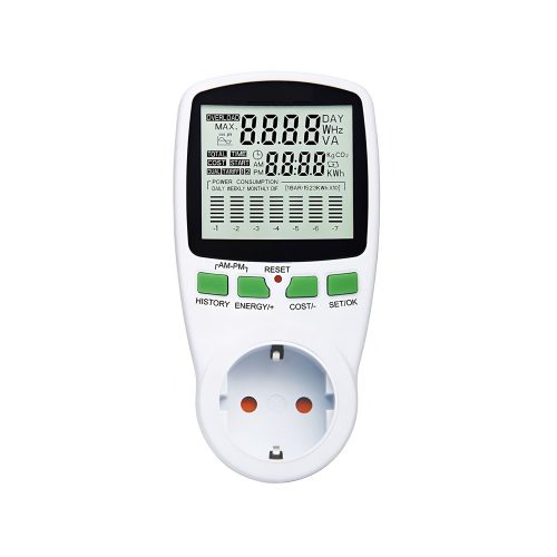 Digital LCD Energy Meter Power Meter Socket with Chart, 230V/16A/3680W, EU Plug