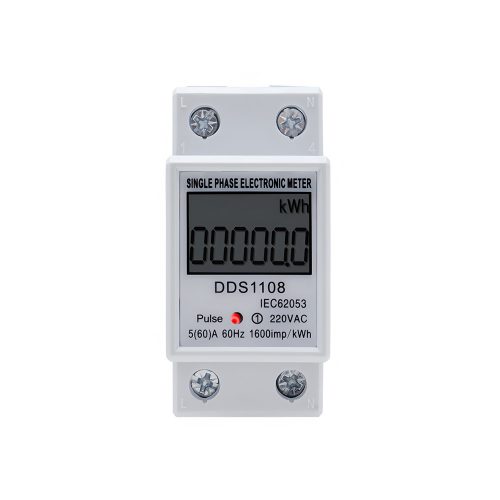 LCD Single Phase Electric Energy Meter Without Backlight, Rail Mount, 220V 50/60Hz, 60A